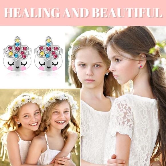 8 Pairs Cute Unicorn Earrings For Girls Ladies - Picture 3 of 8
